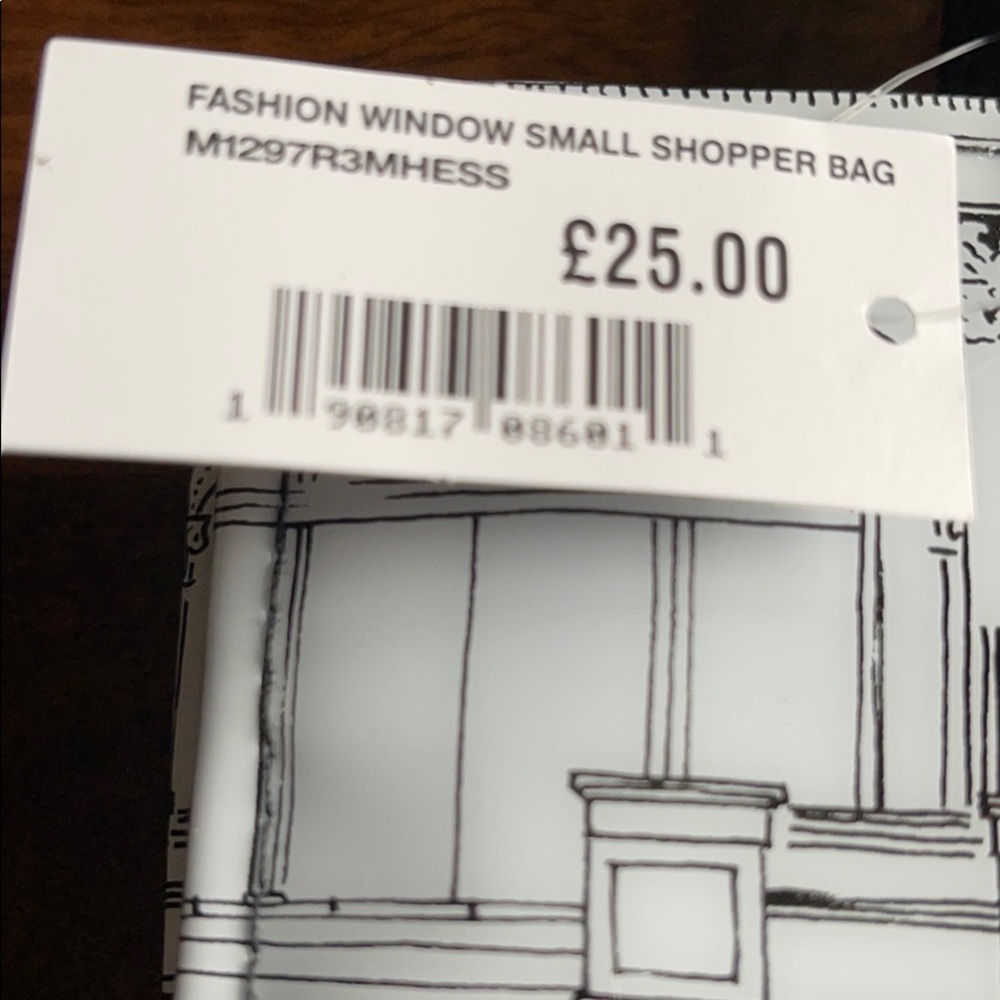 Harrods Black, White, Pink & Green Illustrated Mini Tote - Picture 7 of 8